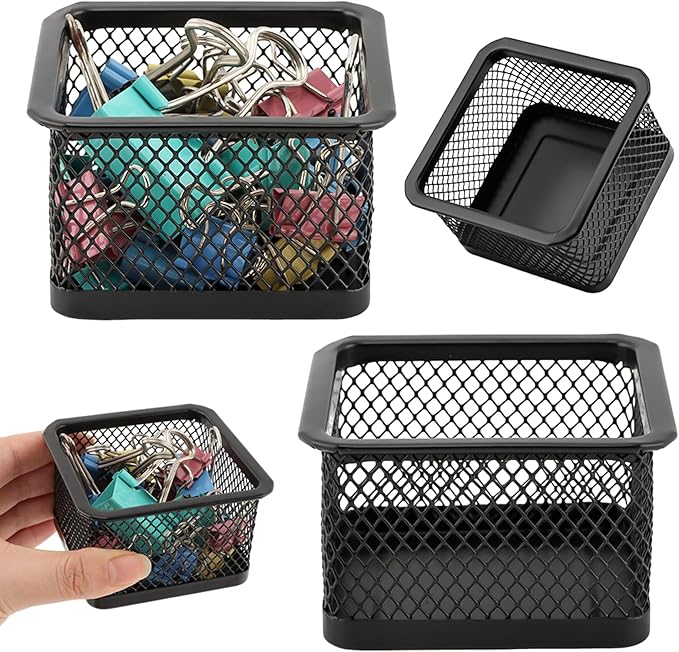 Paper Clip Holder for Desk, Paperclip Holders Mesh Paperclip Dispenser Organizer for Desk Binderclip Bobby Pin Holder Container for Home Office School(SIZE:2pcs)