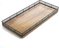 Bathroom Toilet Tank Tray, 13" Wood Toilet Paper Storage Basket Tray Back of Toilet Basket Organizer,Vanity Tray for Perfume Makeup Candle Decor, Black & Farmhouse Brown