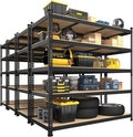 PrimeZone 47" W x 23.6" D x 71" H Large Heavy Duty Storage Shelves - 4 Pack 5 Tier Adjustable Garage Storage Shelving, Metal Storage Utility Rack Shelf Unit for Warehouse Pantry Closet Kitchen, Black