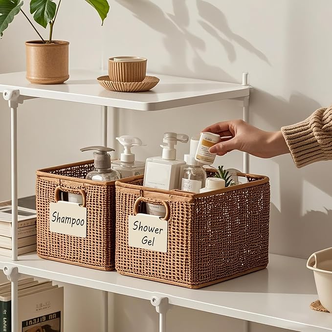 Metal Basket Bin Label Clip (Cream, 8 Metal Label Clip)