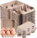 Half Dozen Egg Cartons 300 Pack, Blank Natural Pulp Box 6 Count for Chicken Eggs Reusable, Storage Tray Strong for Holds Up to Six 6 Egg Cardboard Paper Holder Container for Refrigerator