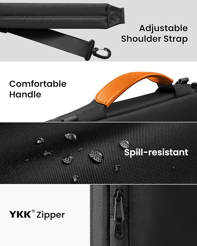 tomtoc 360 Protective Laptop Shoulder Bag for 13-inch 2025 MacBook Air M4/A3240, M3/A3113, M2/A2681, M1/A2337, MacBook Pro M2/A2686 M1/A2338, Water-Resistant Laptop Accessory Carrying Case Sleeve