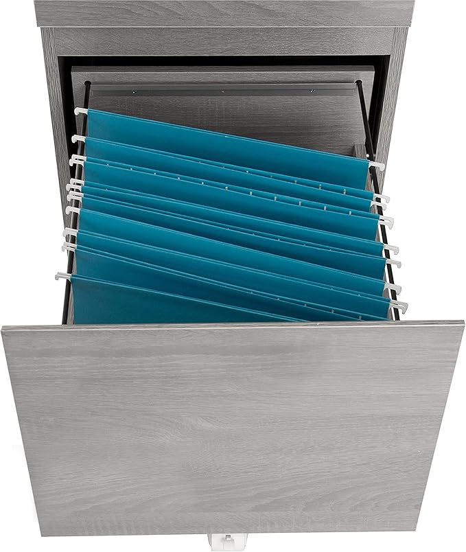 Techni Mobili Rolling Lock and Storage 2 Drawer Vertical Filing Cabinet, 15.75" L x 17.75" W x 23" H,Grey