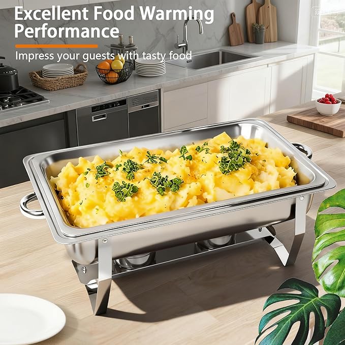 Chafing Dish Buffet Set, 8QT Stainless Steel Chafing Dishes for Buffet, Full Pan Chafing Dish, Buffet Servers and Warmers for Party, Wedding,Catering (7 PACK)