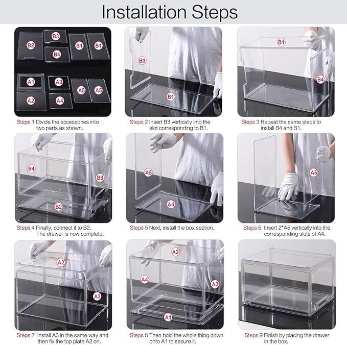 DILIBRA 2 Packs Plastic Stackable Storage Organizer Bins with Pull Out Drawer, Large Clear Acrylic Storage Drawers Container Boxes for Fridge Pantry Shelf Clost Refrigerator Organization and Storage