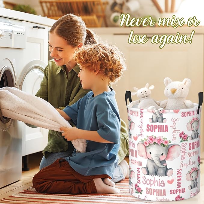 Custom Name Laundry Hamper, Personalized Laundry Baskets with Name for Boys Girls Women Men, Customized Collapsible Dirty Clothes Hamper Easy Storage Gifts for Bedroom Bathroom Living Room
