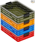 SIDIO Quarter Crate 4 Pack of Stackable Storage Bins - Organizer Bins with Dividers for Garage Organization, Home Storage - Heavy Duty Plastic Containers - 19.16” x 12.75”x 4.57” (Utility)