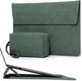 HYZUO 15 Inch Laptop Sleeve with Adjustable Stand Feature for MacBook Air 15 M4 A3241 M3 A3114 M2 A2941 2025-2023, MacBook Pro 15, 15" Surface Laptop 7/6/5/4, with Carrying Pouch, Midnight Green