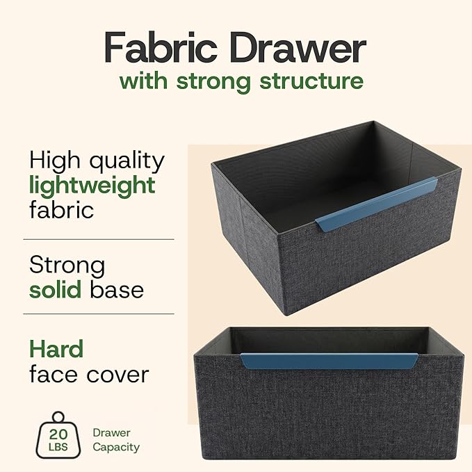 Naima Premium Fabric Dresser - Strong Metal Frame, 6 Spacious Sag-Proof Drawers with Sleek Metal Handles - Premium & Durable Storage Solution for Your Home (Silver)