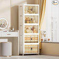 332 QT / 83 Gal Extra Wide Foldable Plastic Cabinet with Double Magnetic Doors & Leather Handles - Stackable, 4 Locking Wheels, Space Saving Storage for Small Spaces