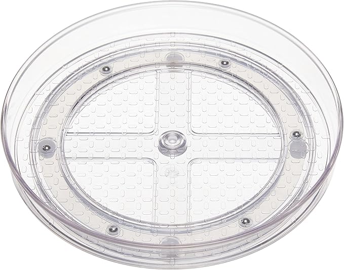 Amazon Basics Clear Lazy Suzan Turntable Organizer, 9-Inch, 2-Pack