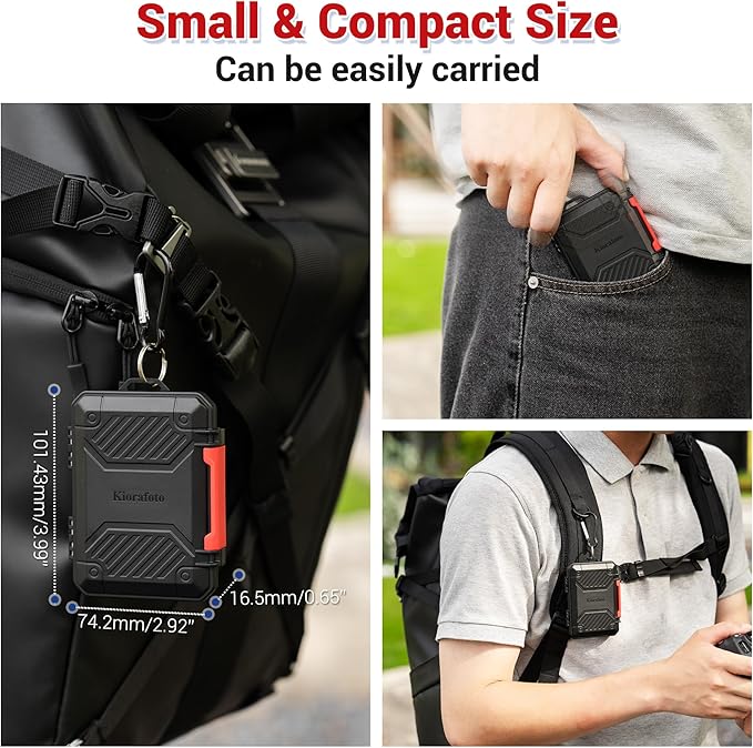 IP67 Waterproof Memory Card Case, Anti-Shock Memory Card Holder for 8 SD SDHC SDXC Cards,4 Micro SD SDHC SDXC TF MSD Cards,4 CFexpress Type-A CFA,2 Nano SIM Storage Carrying Case - Black