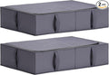TYEERS Under Bed Storage Containers, Durable Fabric, Washable, Collapsible, Under Bed Storage Bins for Clothes, Blankets, Sheets, Shoes, 27.5x16.5x7 Inches, 2-Pack, Dark Grey