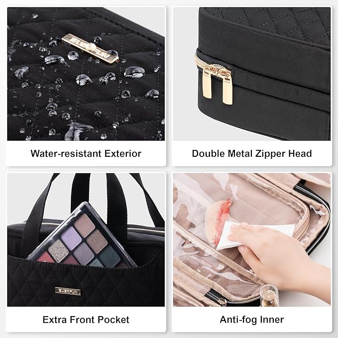Everfun Hanging Travel Toiletry Bag for Women Traveling With Leakproof Compartment Makeup Cosmetic Organizer Dopp Kit Travel Accessories Essentials Must Have