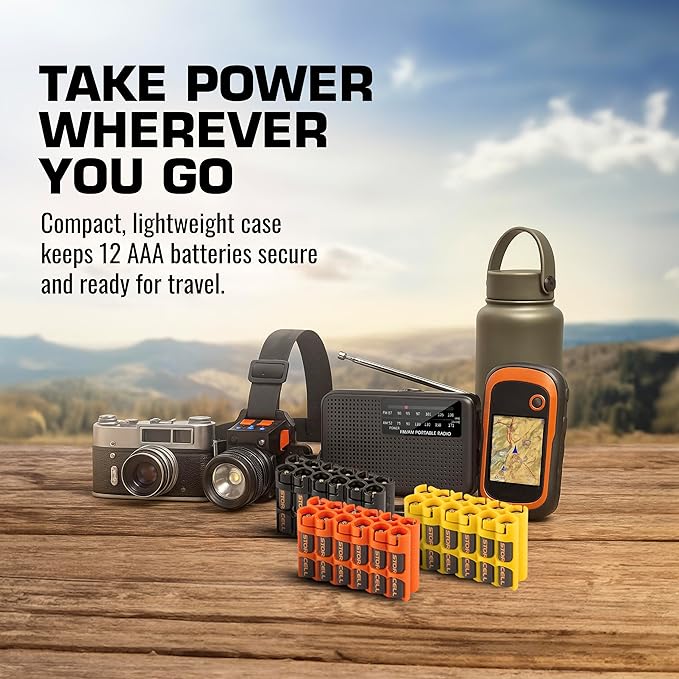 Storacell AAA-12 Battery Storage Caddy and Dispenser (Pack of 2), Orange, Holds 12 AAA Batteries (Not Included), Durable & Compact Design, The Original Battery Caddy, Made in The USA
