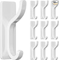 pickpiff 10-Pack Self Adhesive Wall Hooks for Hanging - 13 LB Strong Hold, Sticky Hangers for Coat, Towel, Purse, Keys, Bag - for Wall, Door, Bathroom, Shower, Dorm, Kitchen - Stainless Metal, White