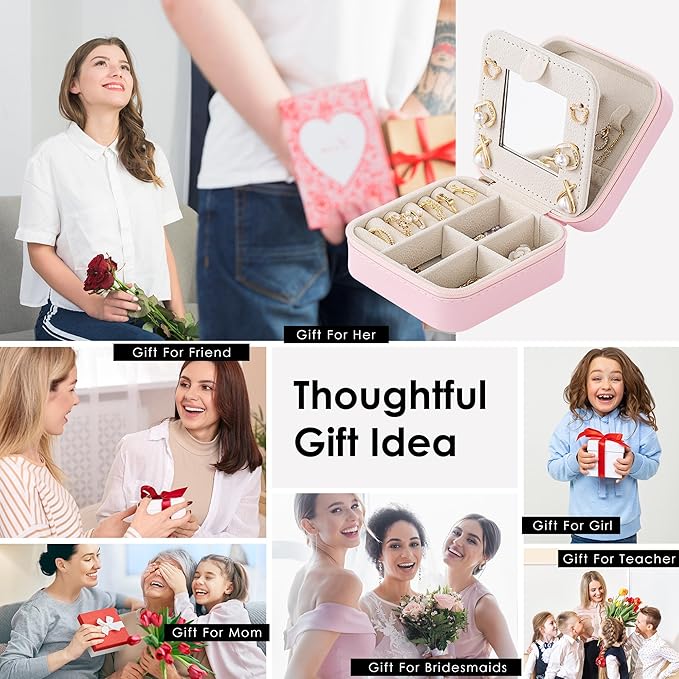 Birthday Gifts For Women - Initial Jewelry Box, Travel Jewelry Case, Small Travel Organizer, Graduation & Bridesmaid Gifts