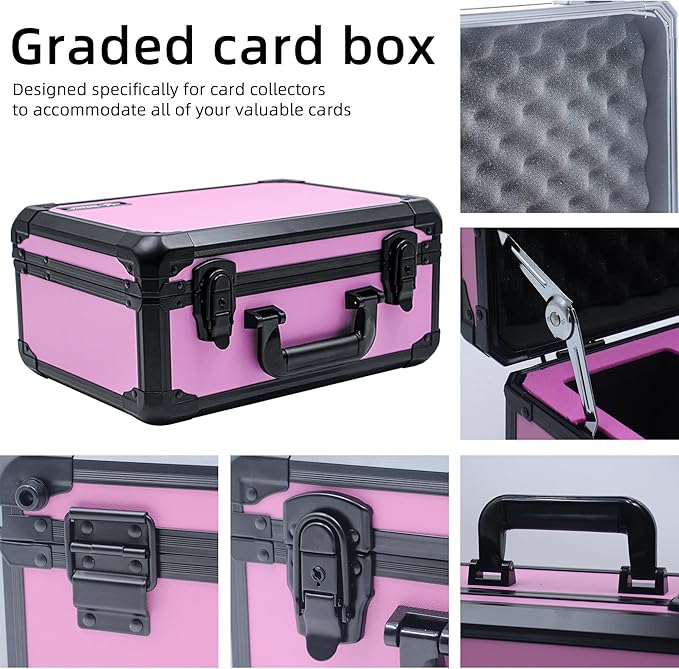 Graded Card Storage Box; Durable Sports, PSA Card Storage Case- Trading Card Storage Box - PSA Slab Case For Top Loaders (PINK, 14.17x11.2x7 inches)