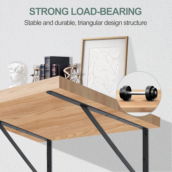 16 Pack L22 x H 12" Black Heavy Duty Shelf Brackets with Screws Metal Shelf Brackets Shelf Support Angle Brackets for Shelves L Brackets Heavy Duty Floating Shelf
