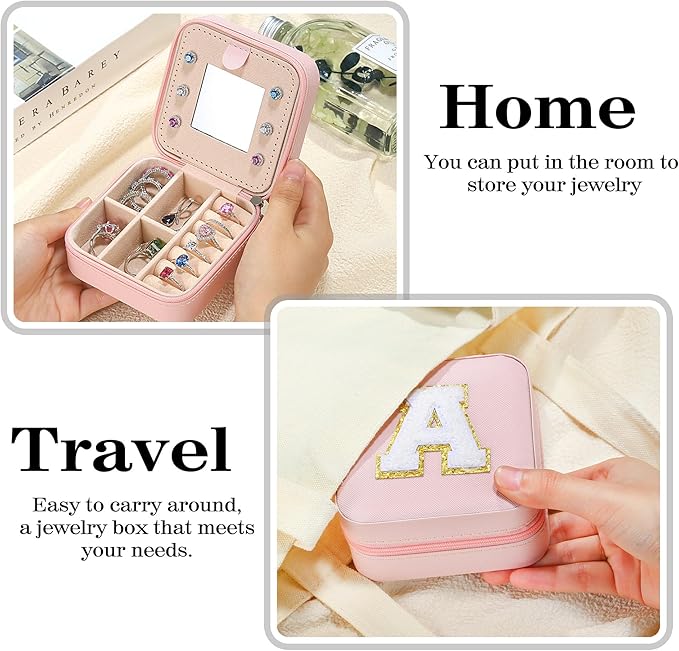 Parima Christmas Gifts for Girls - Jewelry Box for Girls Fashion, Travel Jewelry Case Jewelry Organizer Box for Teen Girls Gifts | Birthday Gifts Christmas Gifts - Letter G, Pink