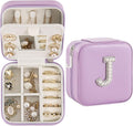 Travel Jewelry Case, Small Jewelry Box Organizer with Personalized Initials, Gifts for Girl Women, Wife Girlfriend Daughter Niece, Bridesmaid Gifts, Birthday