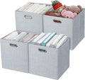 Posprica 3X Thicker Fabric Storage Cubes 13 inch Collapsible Storage Bins for Organization, Cubby Storage Baskets for Organizing Shelf Cabinet Bookcase Boxes, Set of 4, Sliver Grey