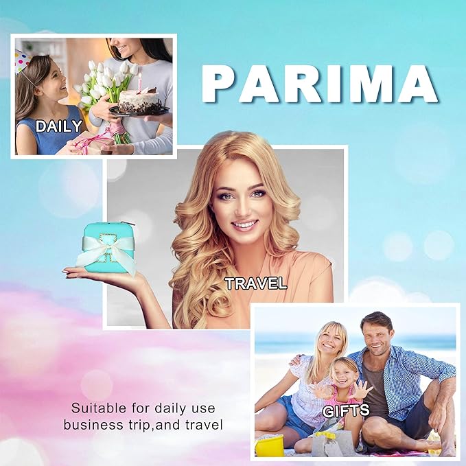 Parima Travel Jewelry Organizer Box - Small Case for Women, Mini Jewelry Box - Letter V, Aqua Blue