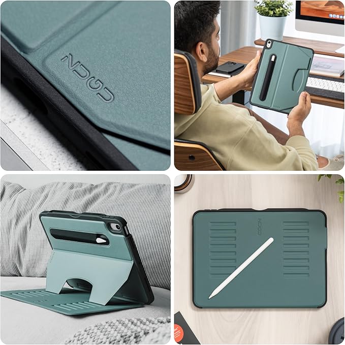 ZUGU CASE for iPad Air 11 (M3 2025 / M2 2024) iPad Air 4 & 5 10.9 Inch (2020/2022) - Protective, Ultra Thin, Magnetic Stand, Sleep/Wake Cover with Apple Pencil Charging & Storage - Pine