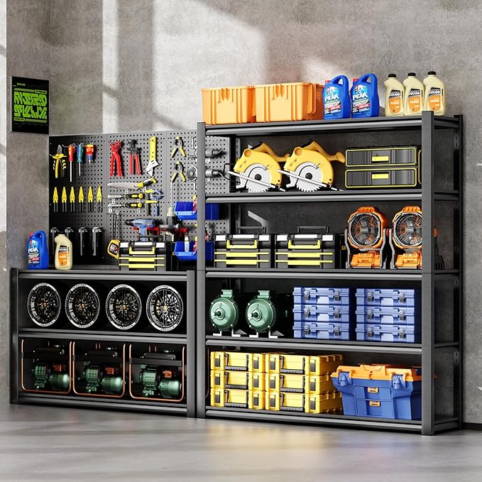 36" W Garage Shelving,5-Tier Heavy Duty Shelving Unit,3000LBS Adjustable Metal Storage Shelves,Storage Rack Units for Industrie,Shed,Warehouse,Basement,Black,36" W x 16" D x 72" H