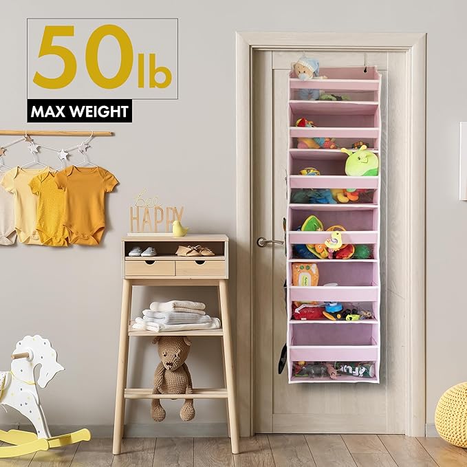 HOMELUX THEORY Over The Door Organizer Hanging - 50lbs Load 6 Large Front & 12 Side Pockets, 1 Pack Over The Door Shoe Organizer, Hanging Closet Organizer For Toys, Diaper, Purse, Sewing (Baby Blue)