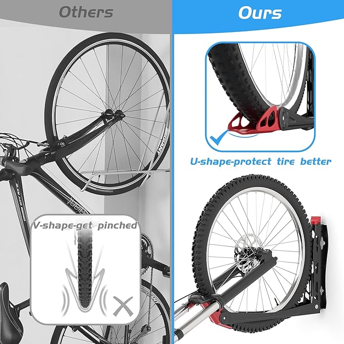 WALMANN BIKEPAL No Lifting Wall Mount Swivel Bike Rack, Vertical Bike Wall Hangers for Garage Space Saving Bike Storage Solution(2 Pack)