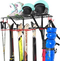 Mythinglogic Wall Mounted Ski Rack, Ski and Snowboard Storage Rack for Garage/Shed, Large Capacity Ski Equipment Holder with Top Shelf