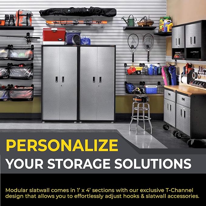 DLDIRECT 24" X 48" - Grey Slatwall Panel Garage Organizer: Heavy Duty Wall Mounted PVC Rack, Interlocking Slat Paneling for Garage Storage, Slotwall Board, Shelves System