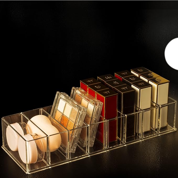 Detachable Makeup Organizer, 8 Compartments Acrylic Cosmetic Storage Jewelry Display Boxes, Clear Drawer Organizers Case for Dresser Vanity Bathroom Kitchen