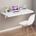 Folding Wall Mount Desk for Small Spaces,Wall Mounted Table,Fold Down Table for Home Office Computer Workstation,Study Work Bench, Laundry Room,Kitchen Dining (White 39.4×19.7inch