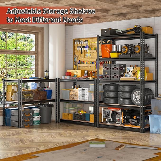 Garage Storage Shelves,5 Tier Shelving Unit, 40 inch Wide, 18” Deep, 78” Tall Organizer Metal Shelf for Basement/Laundry/Pantry Heavy Duty, Adjustable,Easy to Install (5Tier-45.3"WX17.7"DX63"H)