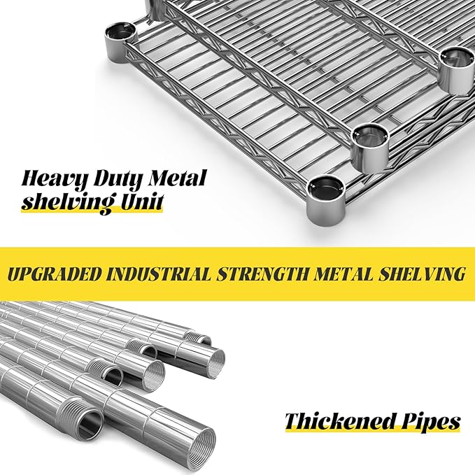 Storage Shelves, 2 PCS 36" L x 14" W x 72" H Heavy Duty Garage Wire Shelving Unit Loads 1750LBS, 5-Tier Adjustable Metal Industrial Utility Shelf Rack for Kitchen, Laundry Room, Basement