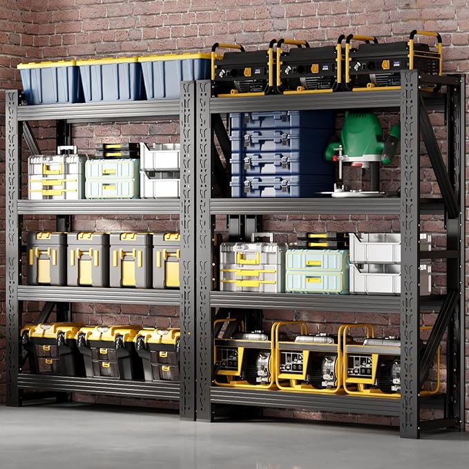 48" W Garage Shelving,4-Tier Heavy Duty Storage Shelves Unit with Adjustable Metal Shelf for Warehouse,Basement,Workshop,4200LBS,48" W x 24" D x 79" H,Black