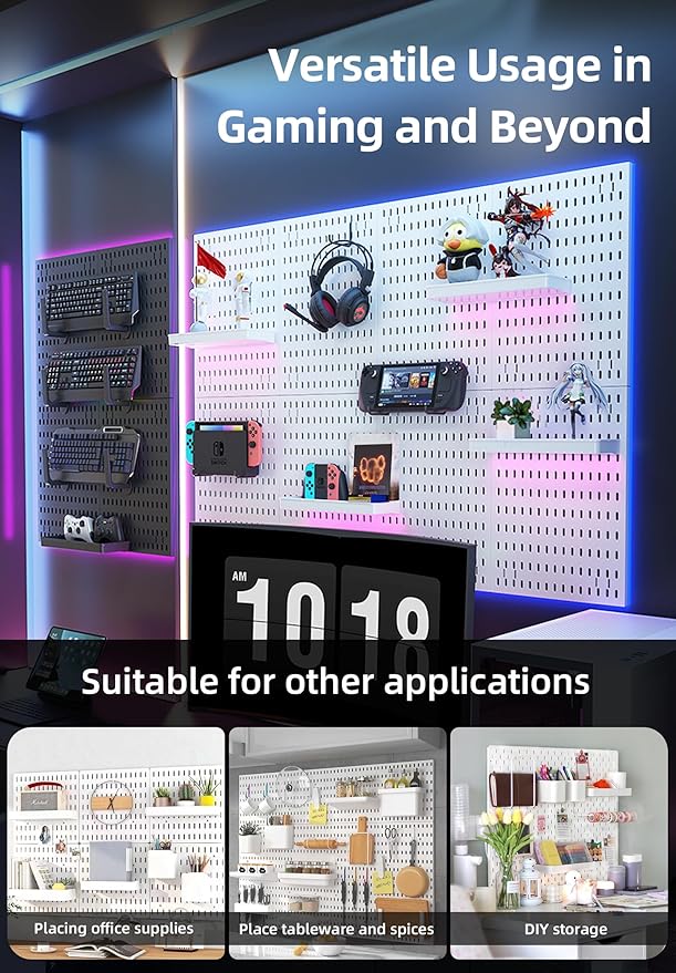 Revamp Your Space With A Versatile Pegboard Kit - Effortlessly Organize Home, Office, And Gaming Setup With Customizable Hanging Solutions (White)