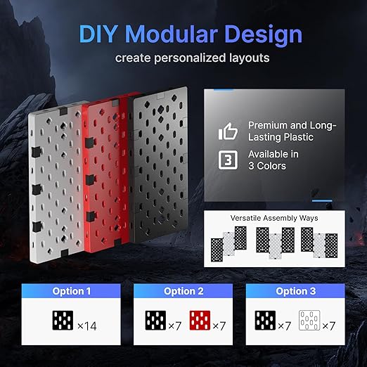 PEGZONE Controller and Headphone Holder Wall Mount, Modular Gaming Pegboard with Accessories, Controller Stand for Xbox PS5 PS4 Switch, Video Game Storage, Disc Shelf, 14pcs Pegboard, Black & White