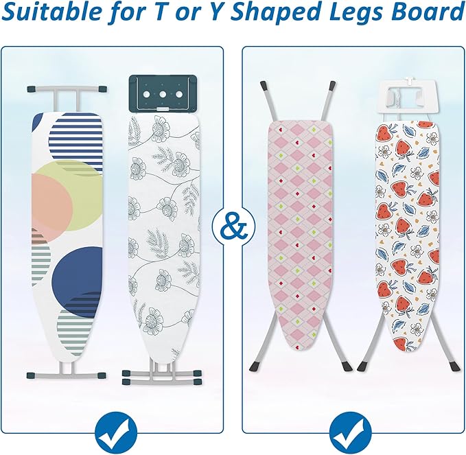 efluky Ironing Board Hanger with Removable Hooks, Ironing Board Holder Wall Mount for T/Y Leg, 12.59" L x 5.9" W x 2.36" H, Black