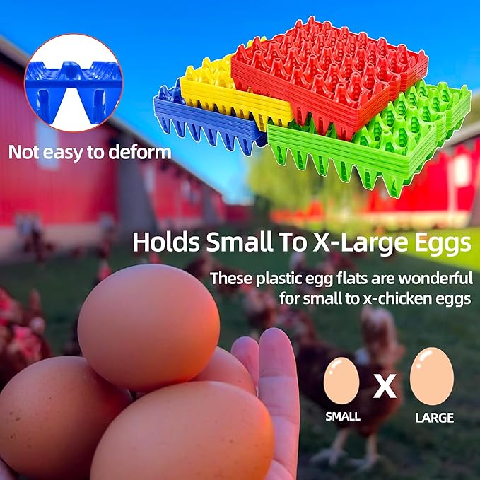 8-Pack Plastic Egg Tray Egg Crate, 30-Egg Flats for Home Chicken Farmers, Stackable & Durable, Great for Storing, Sorting & Shipping, and Reusable