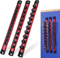 WORKPRO Magnetic Socket Organizer Set, 1/2" 3/8" 1/4" Drive Aluminum Alloy Socket Holder, 3PC Socket Rail with Removable Socket Clips, Socket Organizer Tray for Tool Box Drawer (Sockets Not Included)
