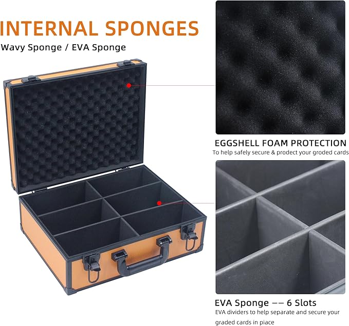 Graded Card Storage Box; Durable Sports, PSA Card Storage Case- Trading Card Storage Box - PSA Slab Case For Top Loaders (ORANGE, 16.5x13.3x6.9 inches)
