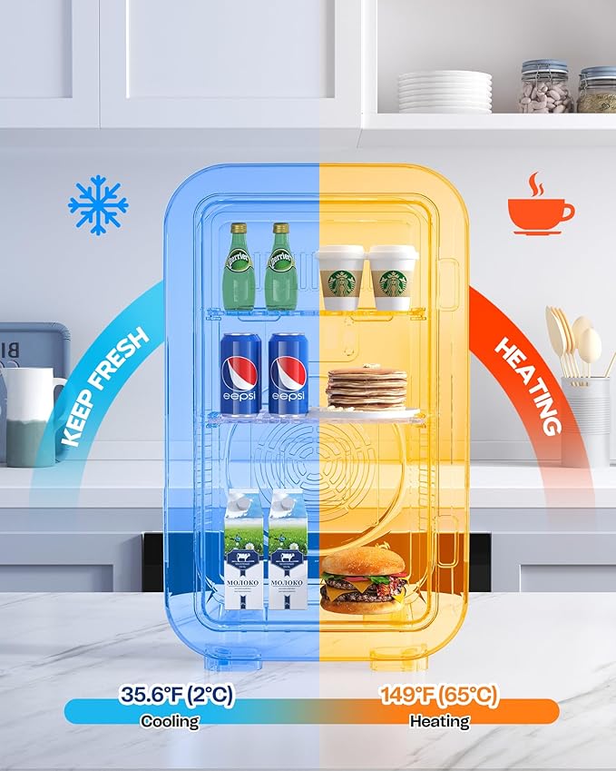 Mini Fridge,6 Liter / 8 Can Small Fridge for Bedroom, Car, Office & Dorm, AC100-120 V/DC 12 V Portable Thermoelectric Cooler & Warmer for Skincare, Food, Drinks,Black ﻿