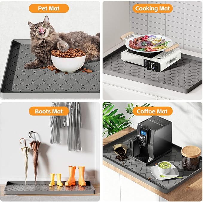 Silicone Under Sink Mat 31" x 22", kitchen Essentials and Gadgets, Shelf liner and Cabinet Protector, Home Organizers and Storage, Waterproof Bathroom Tray
