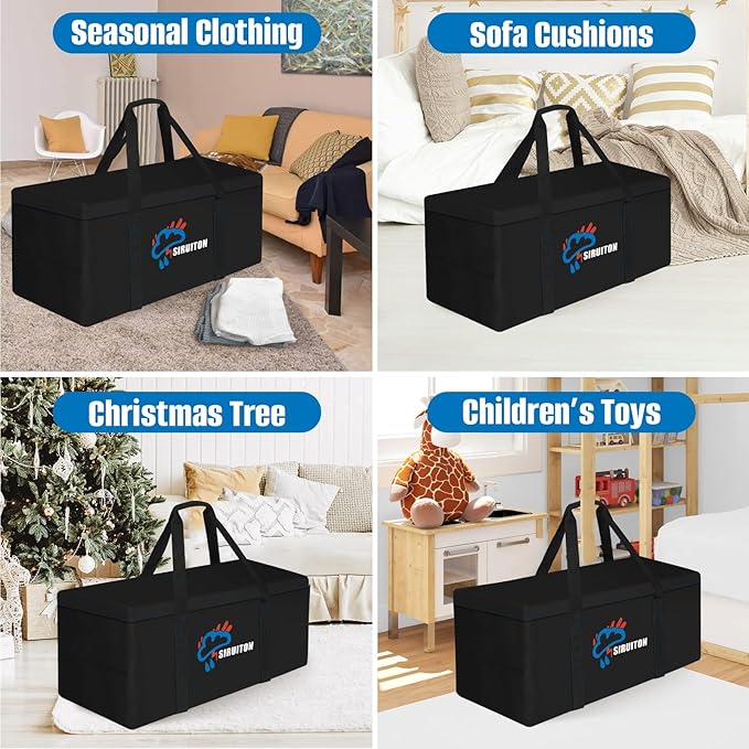 SIRUITON 69”L x 29.5”W x 21.6”H Outdoor Cushion Storage Bag,Patio Furniture Cushion Storage Bag,Heavy Duty 600D Oxford Garden Cushion Storage Covers, 9FT Waterproof Christmas Tree Storage Bags.