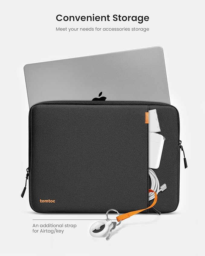 tomtoc 360° Protective Laptop Sleeve for 16-inch MacBook Pro M4/M3/M2/M1 Pro/Max A3403 A3186 A2991 A2780 A2485 A2141 2024-2019, Dell XPS 16 Laptop, Water-Resistant MacBook Case with Accessory Pocket