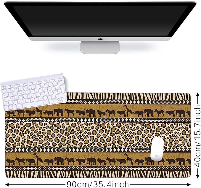African Style Gaming Mouse Pad XXL Large Desk Mouse Pad Keyboard Mat with Stitched Edges Waterproof Non-Slip Desk Mat for Laptop,Keyboard,Computer 35.4 * 15.7 Inch