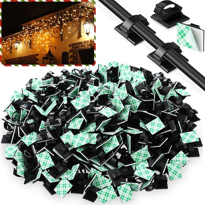 Eboot 100 Pieces Adhesive Cable Wire Clips Strong Cord Clips Wire Holders Cable Cord Straps Management Clamps Tie Holder for The Wall, Under Desk, Car, Office and Home